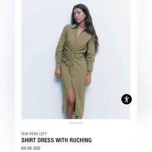 Zara shirt dress with ruching